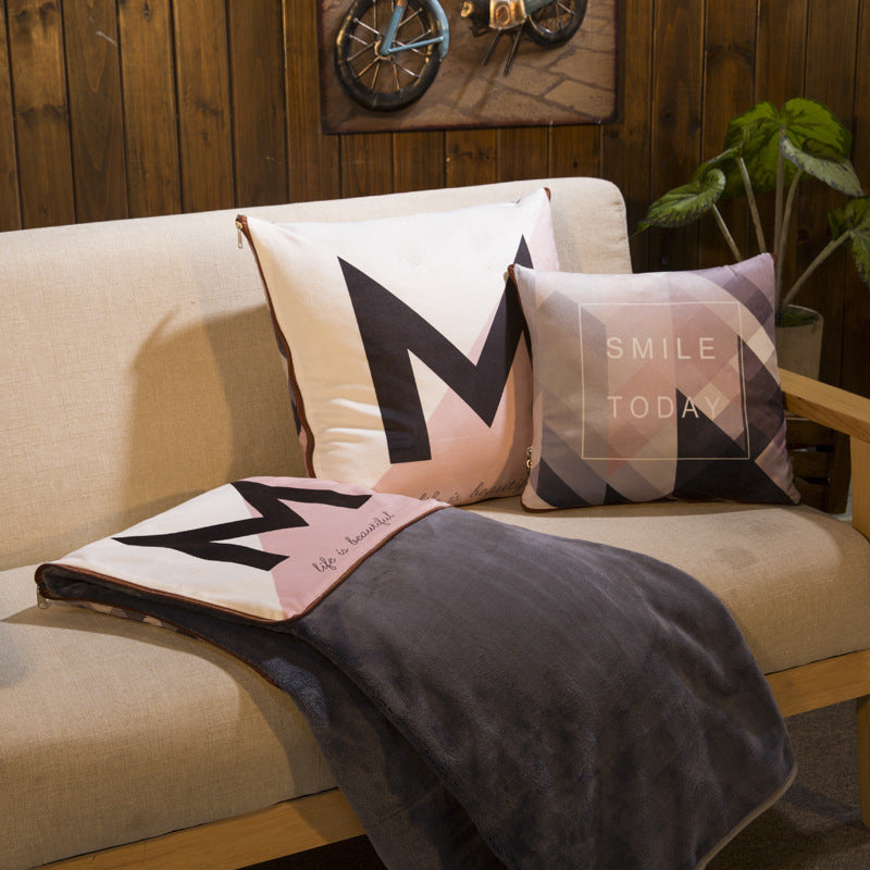 Pillow Quilt Dual-purpose Coral Fleece Cushion