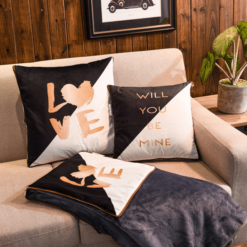 Pillow Quilt Dual-purpose Coral Fleece Cushion